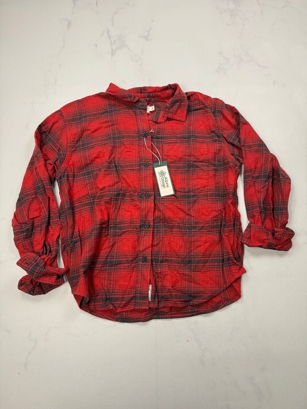 Alpine Design Button-Up Shirt Red 90s Classic Style - Womens S